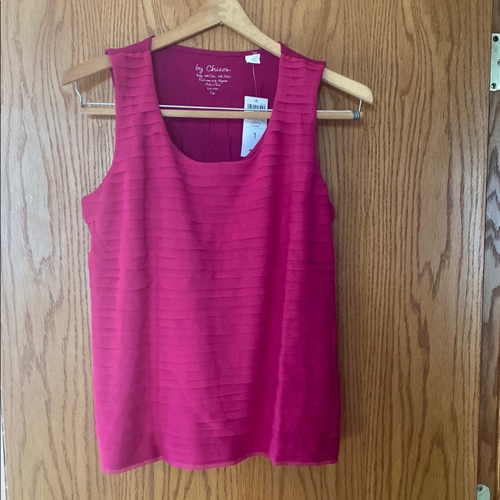 Chico's Pink Ribbed Sleeveless Tank Top